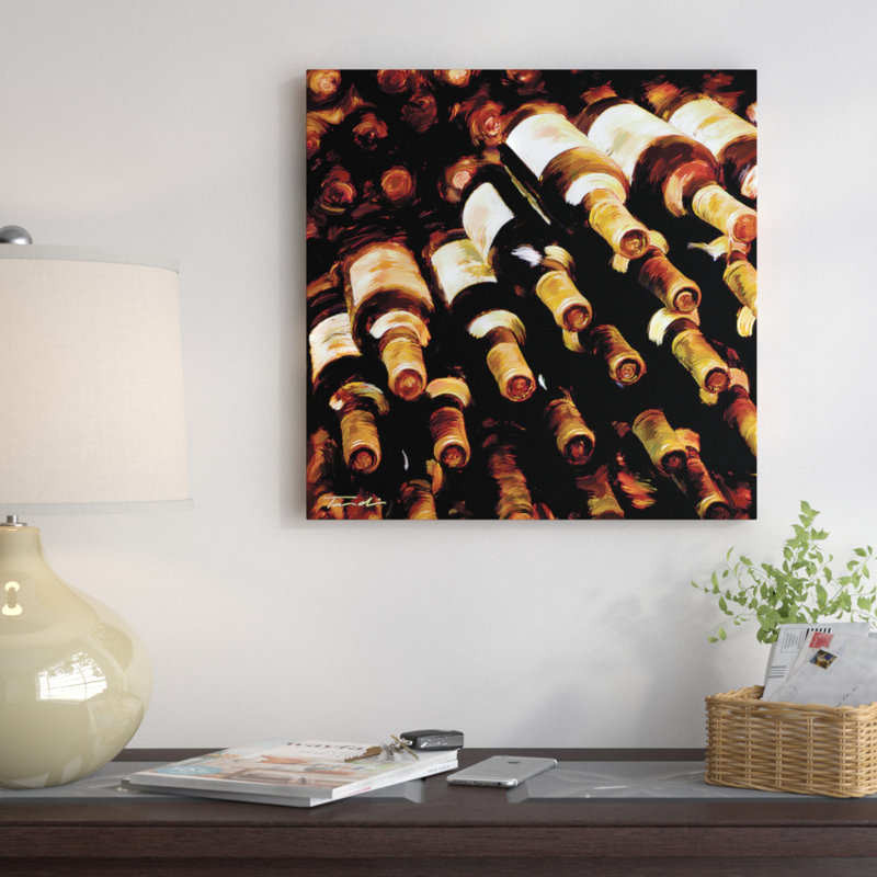 «The Wine Collection II», reproduction d'art sur toile tendue, H 18 po x l 18 po x P 1,5 po, Pas de tapis