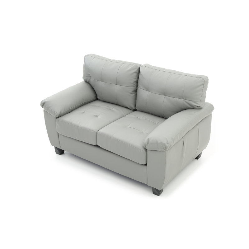 Benton 57'' Faux Leather Loveseat, Gray Faux Leather