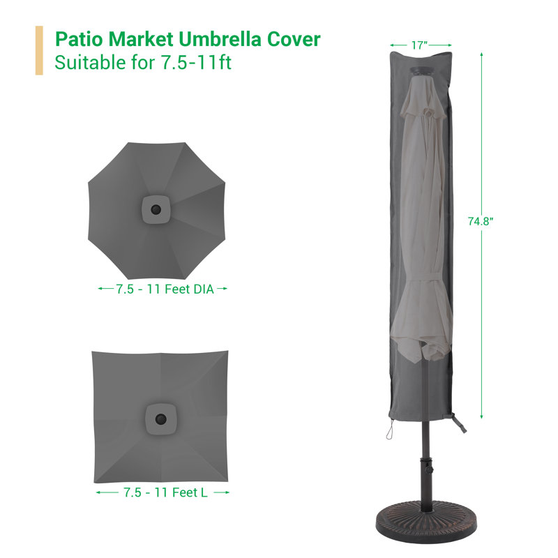 Outdoor Patio Umbrella Cover, Gray