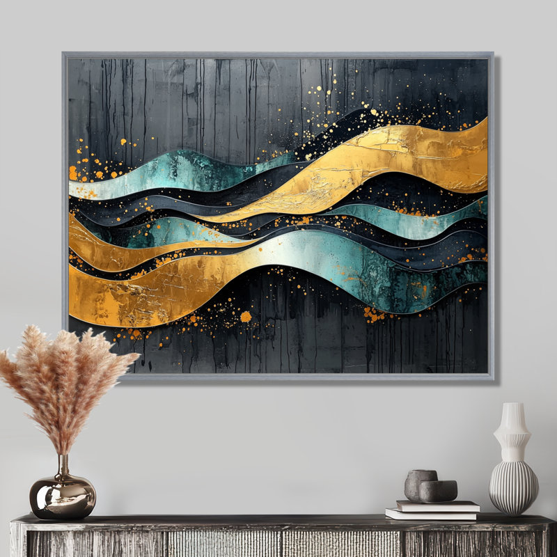 Abstrait transitionnel temporal abstrait III - art mural transitionnel, H 12 po x l 20 po, Cadre flottant, Argent argent