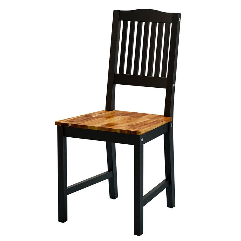 Chaise d'appoint à dossier en lattes de bois massif Acima, Noir