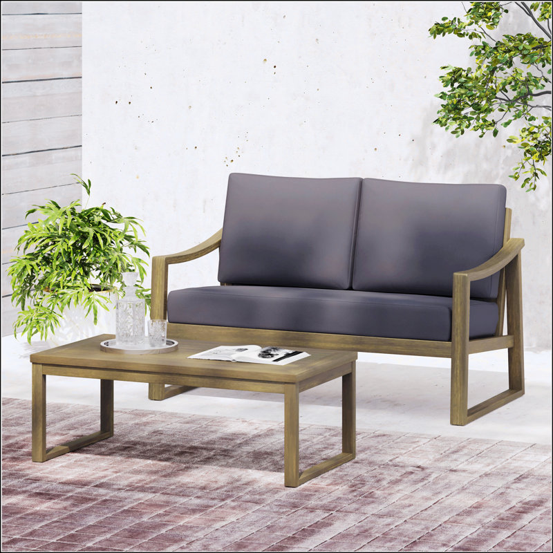 Table basse et causeuse Samwell, Gris foncé