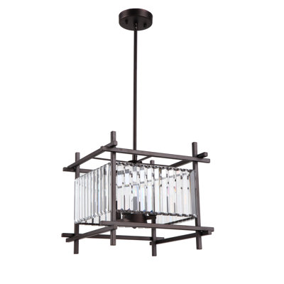 Lustre rectangulaire / carré unique à 4 lumières Carreras