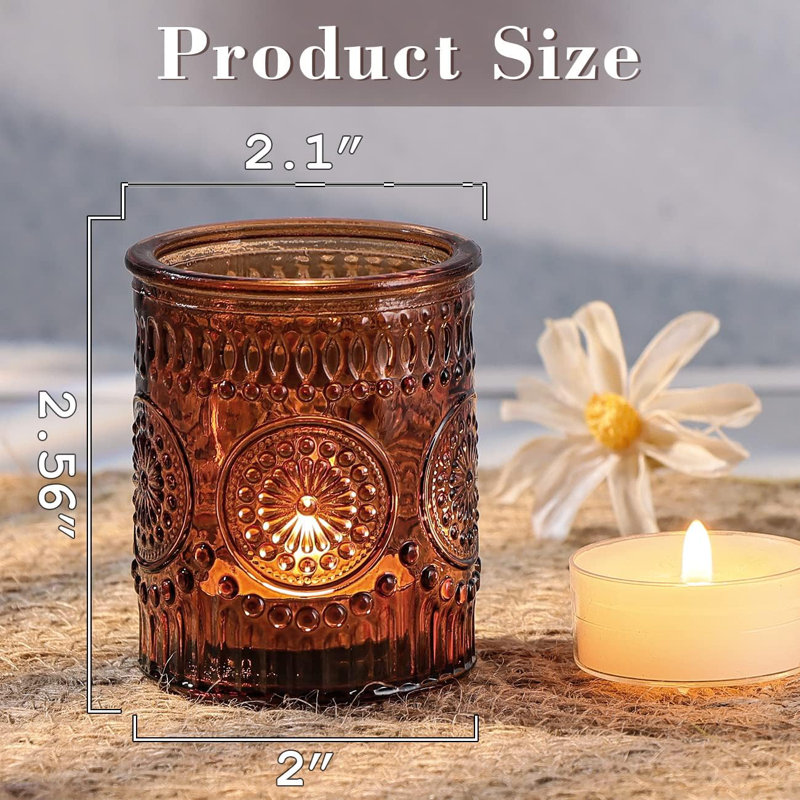 Ensemble de 36 porte-bougies votives en verre ambré