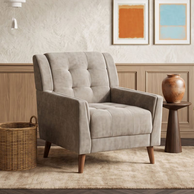 Fauteuil capitonné avec pieds en bois