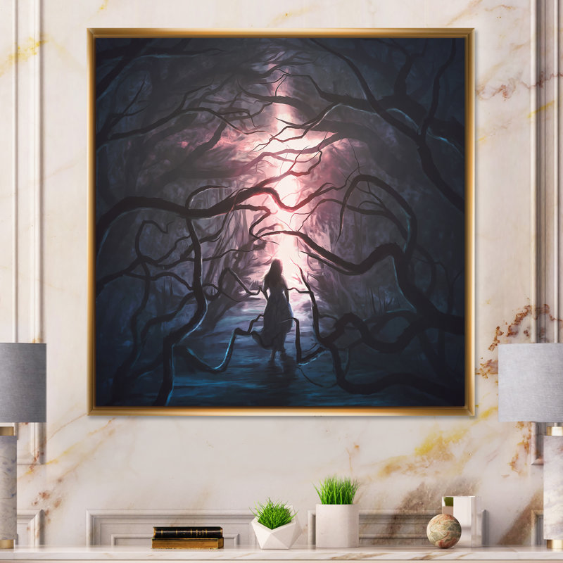 «Path To A Scrafy Glowing Forest», art mural moderne et contemporain sur toile, H 36 po x l 36 po x P 1,5 po