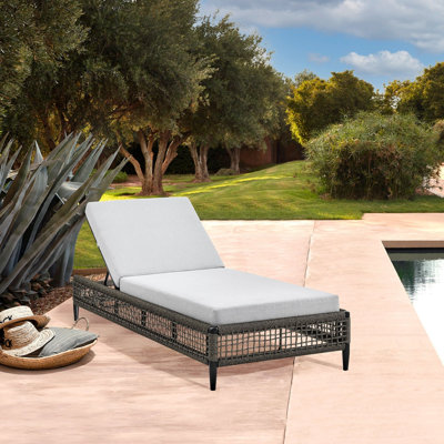 Chaise longue d'extérieur réglable en aluminium avec corde et coussins gris Scotia