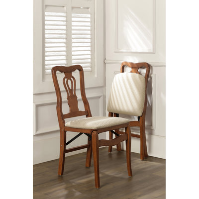 Stakmore Chippendale Folding Chair, Cherry Frame with Blush Fabric