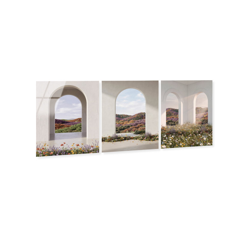 Paradise Arches Set High-Gloss Frameless Acrylic Glass Wall Art Architecture Print by Oliver Gal, Ready to Hang, 16 x 20