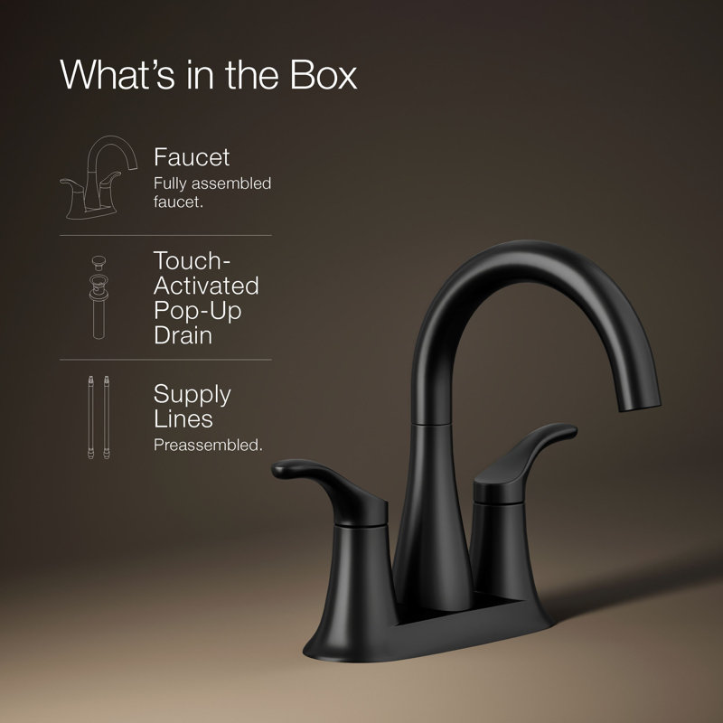 Simplice Centerset Bathroom Sink Faucet, 1.2 Gpm, Black