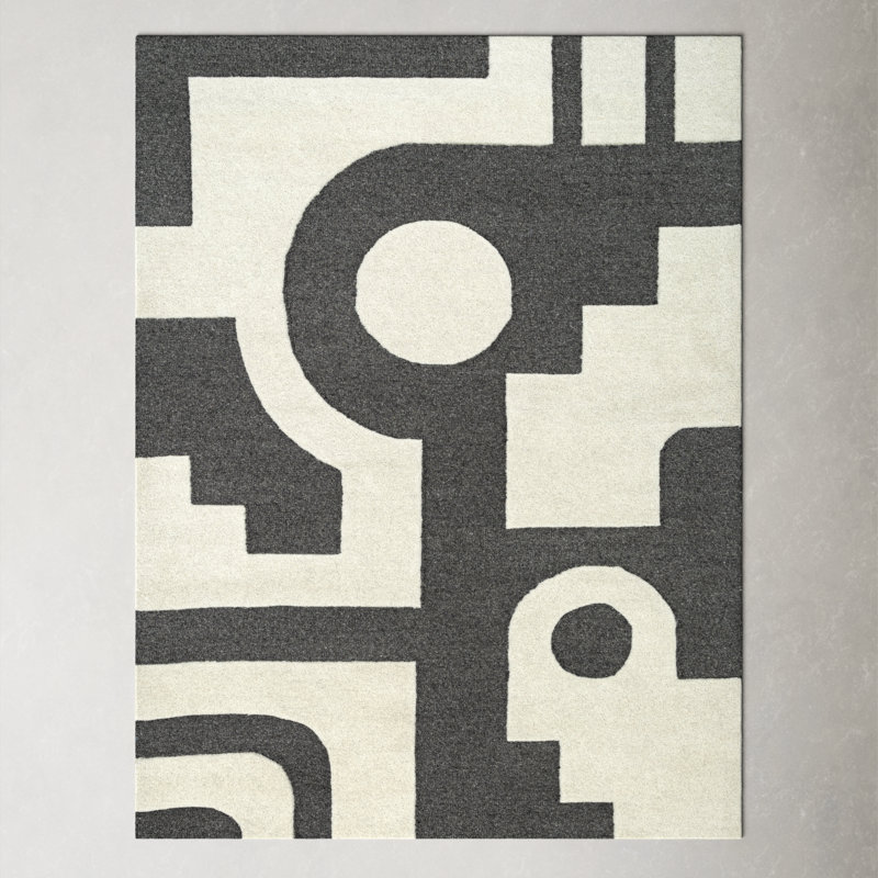 Rino Abstract Hand Tufted Wool Area Rug in Gray, Rectangle 9' x 12'