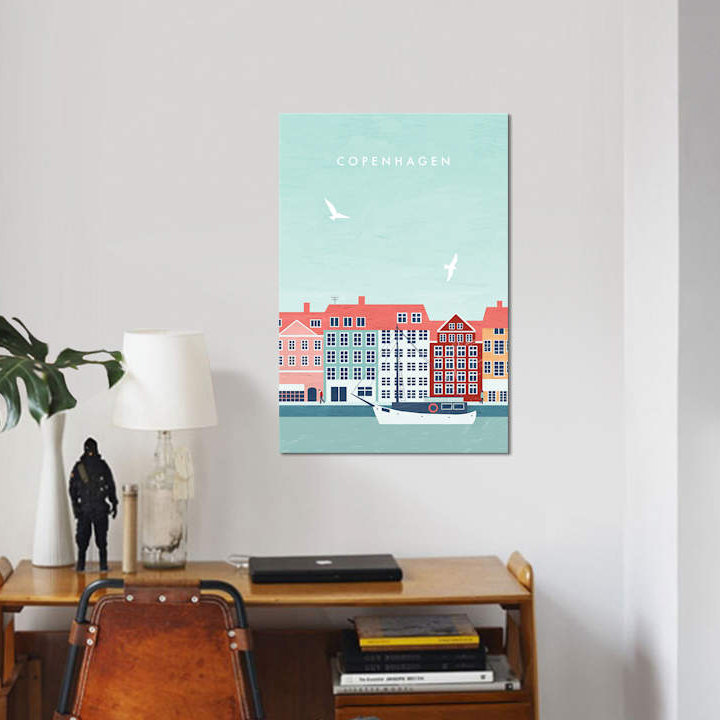 « copenhague », impression sur toile, H 26 po x l 18 po x P 1,5 po, Pas de tapis, Toile tendue