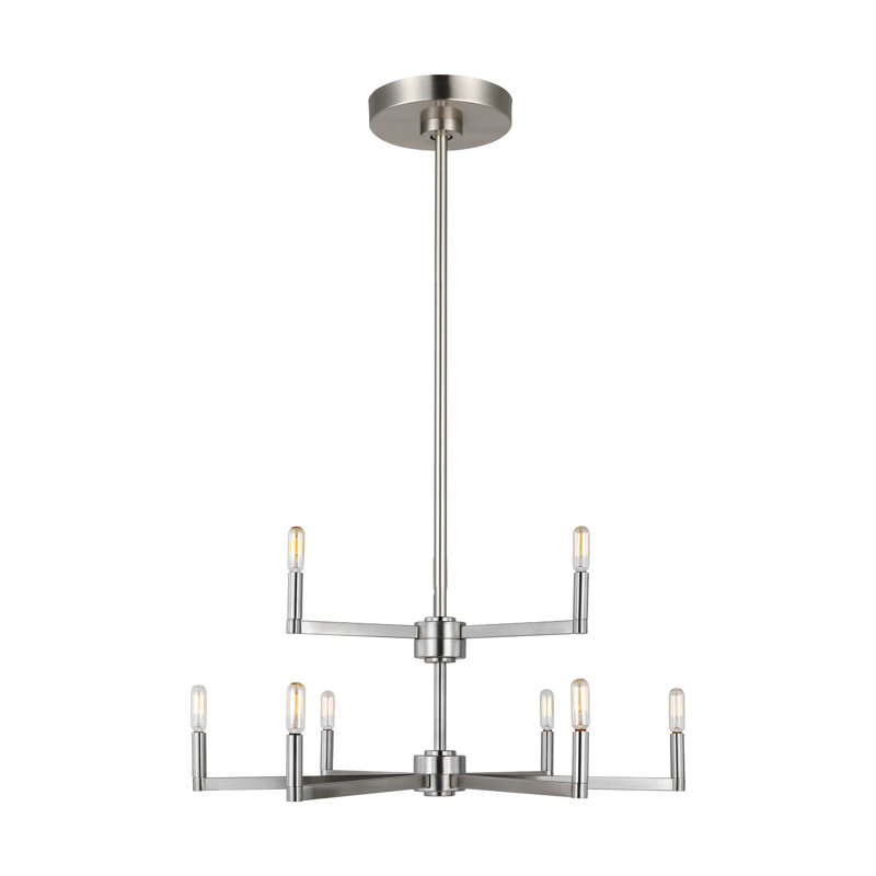 Haines 9 Light Metal Dimmable Chandelier, Brushed Nickel