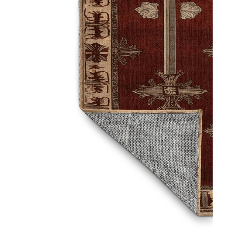 Tapis brun français lavable à la machine, Carré 7 pi