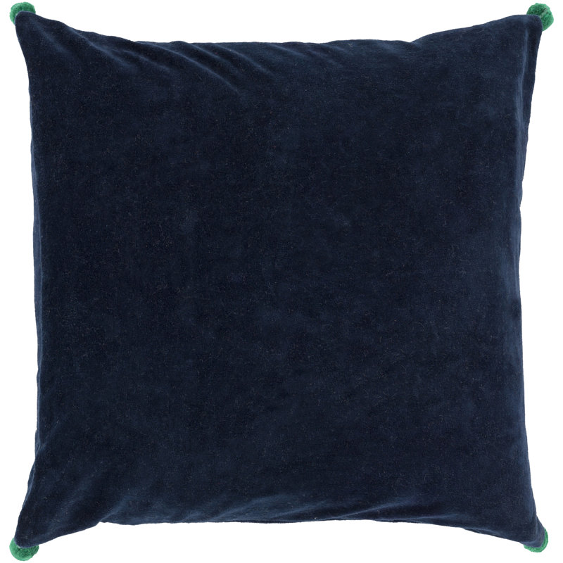  Housse de coussin carré en velours, Vert/jaune, 18" x 18"