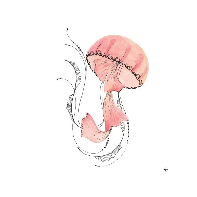 Pink Jellyfish Paper by CreatingTaryn - Wrapped Canvas Painting, 30.48cm H x 30.48cm W x 1.91cm D