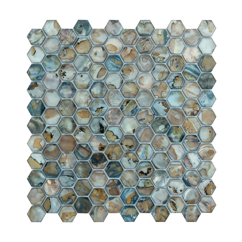 Carreau de mosaïque murale nid d'abeille en nacre de nacre 1 po x 1 po, Bahamas