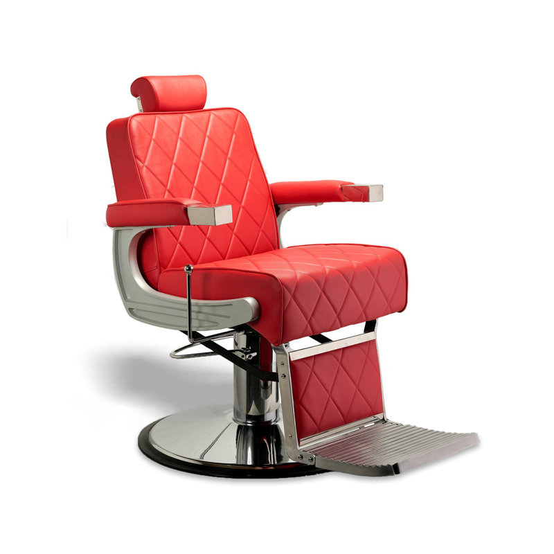 Fauteuil de coiffeur inclinable en similicuir Yestin, Similicuir rouge