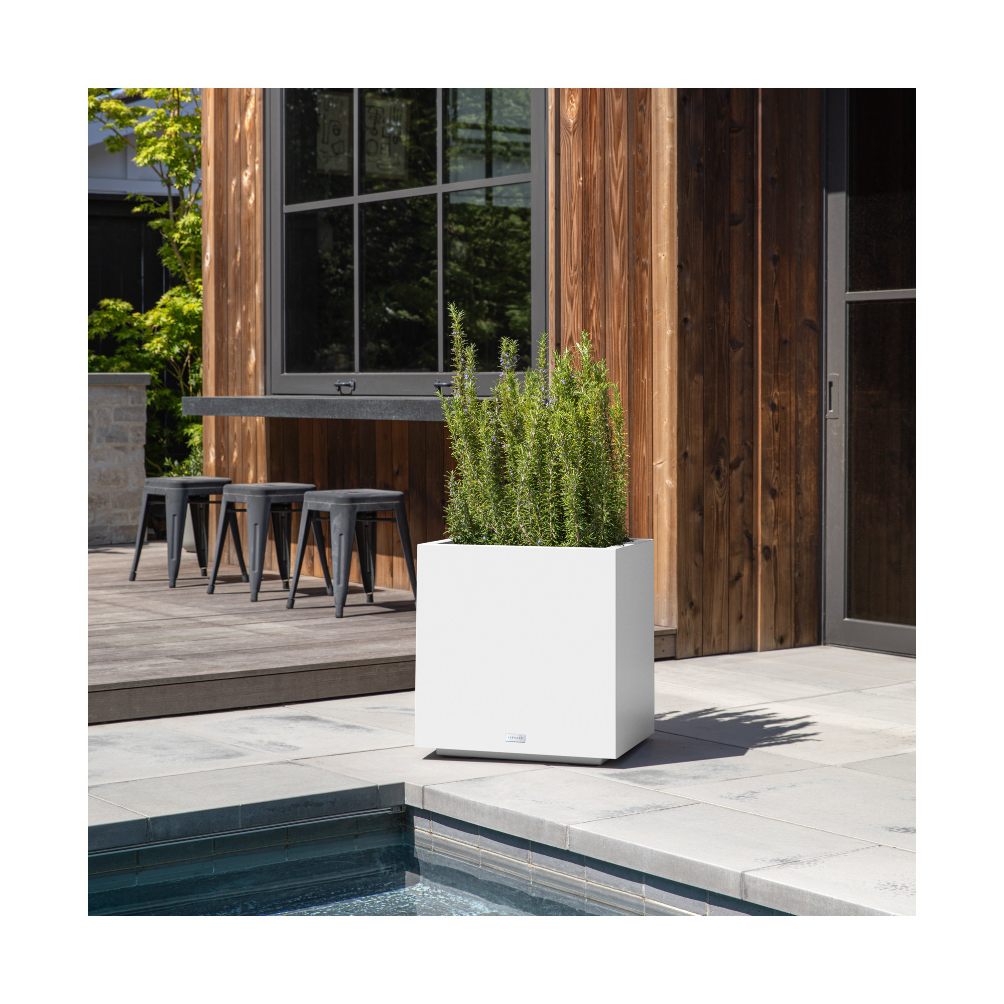 Block Series Cube Planter, 22.25" H x 21" W x 21" D, White