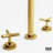 Jewel Widespread 3-Hole Bathroom Faucet, 2-Handle High Arc With Cross Knob Handles In Matte Brushed Gold-100514125