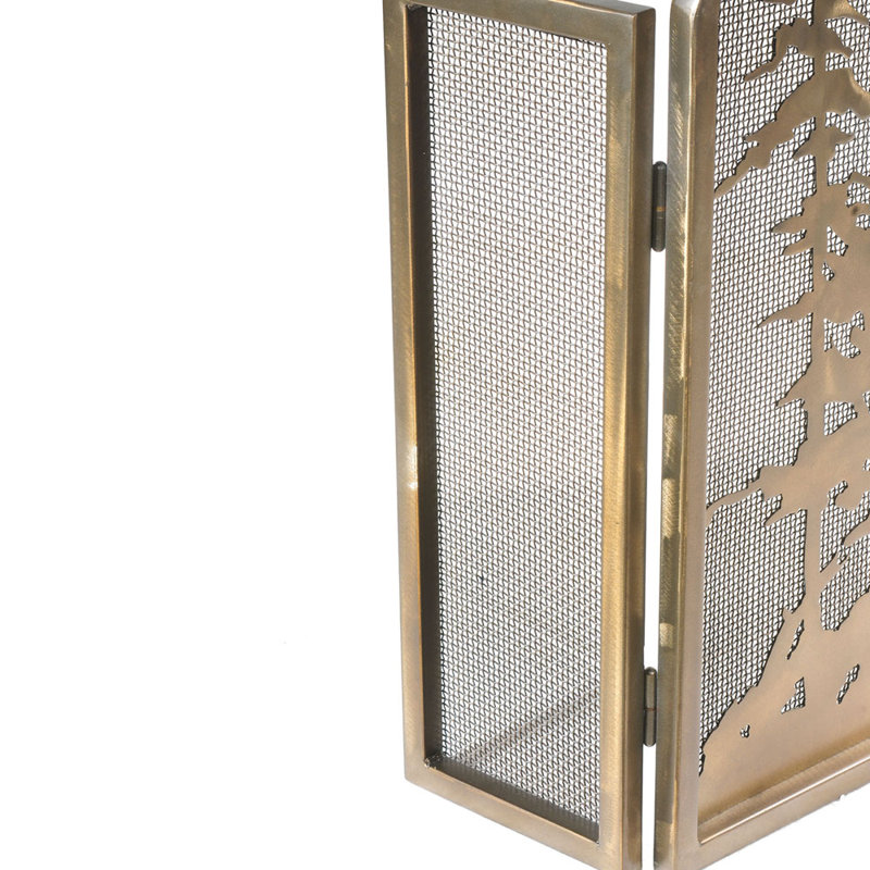 Tall Pines 3 Panel Fireplace Screen, 30" H x 50" W, Antique Copper