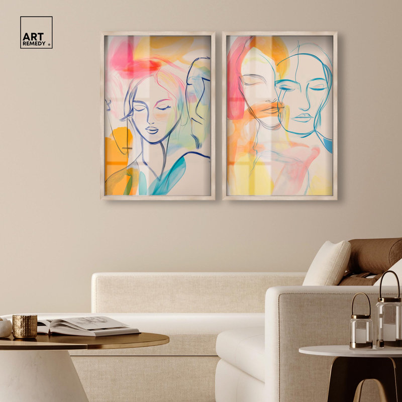 «Inner Reflections Shadowbox Print», ensemble d'art abstrait moderne par Art Remedy, cadre blond, 20 x 30, 31" H x 21" W