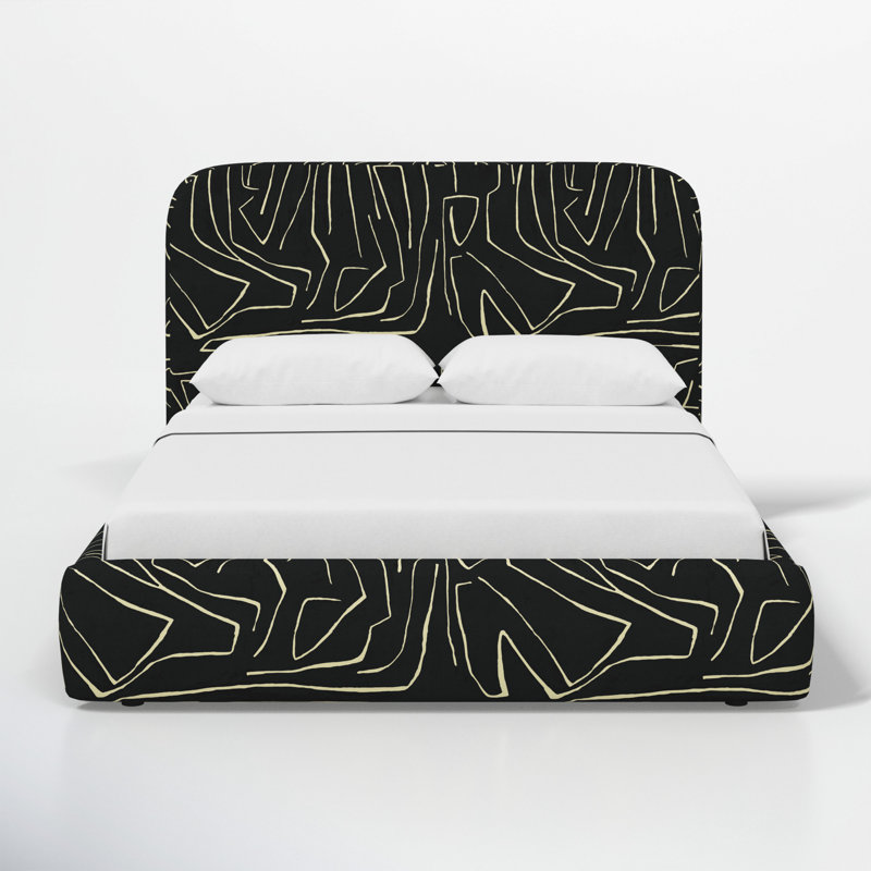 Upholstered Bed, Twin, Graffito Onyx Beige