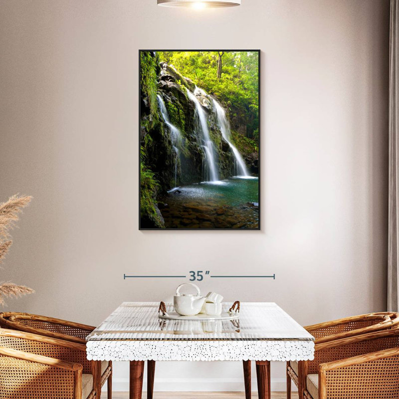 Chutes de Hana, Cadre flottant noir, 29 po x 43 po