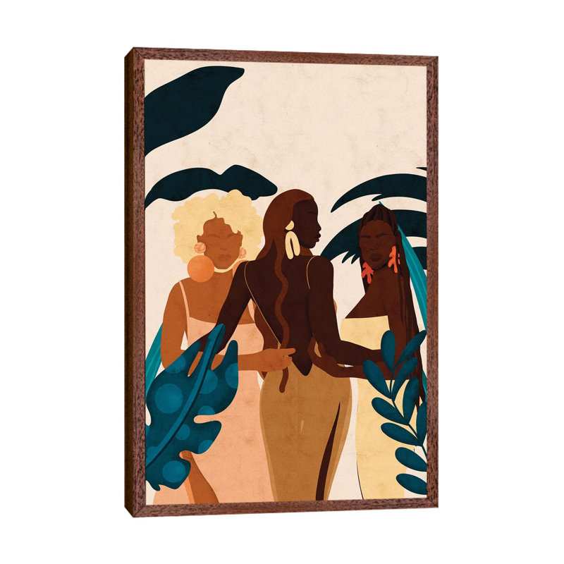 Sisters by Reyna Noriega - Print on Canvas, 101.6 cm H x 66.04 cm W, Brown Framed