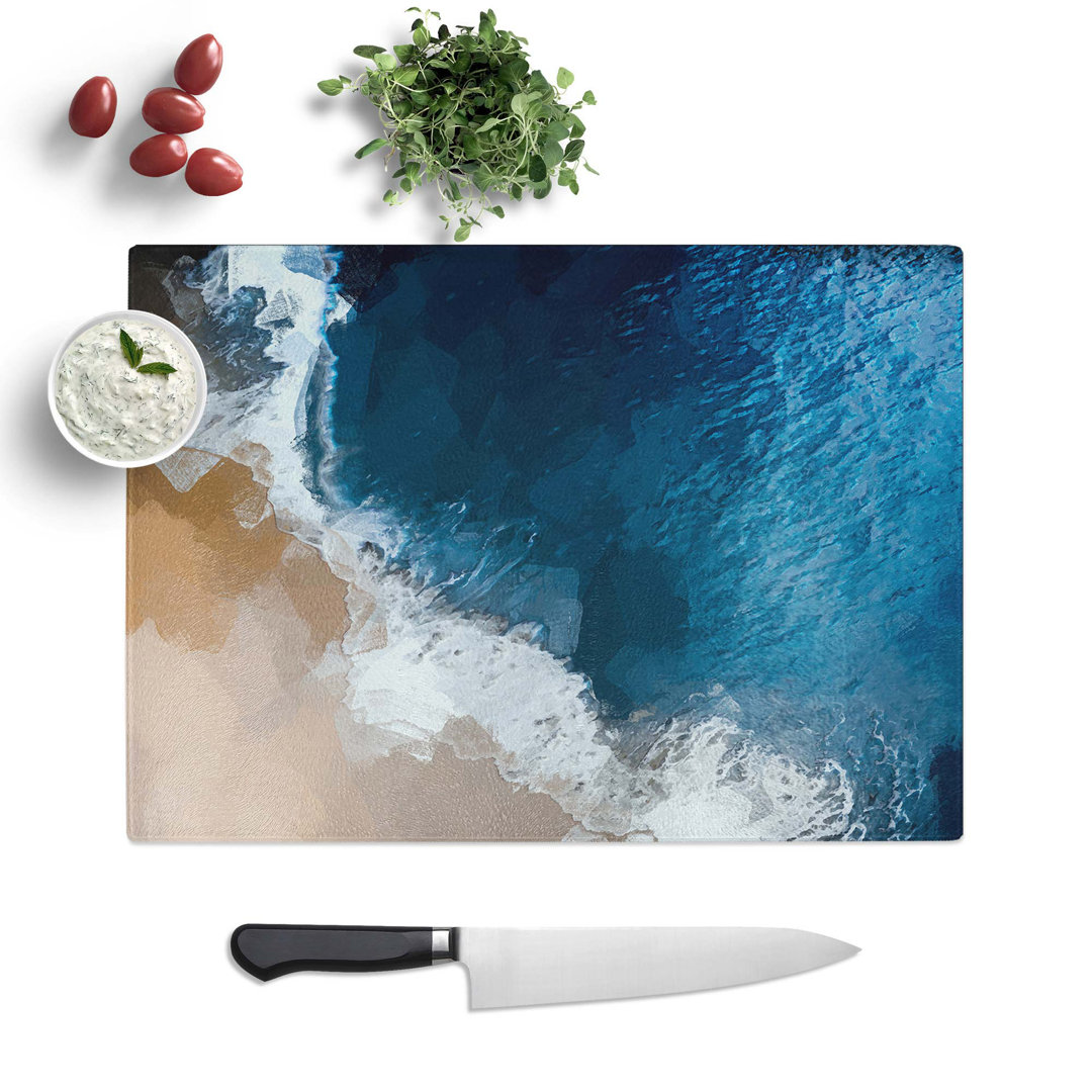 Tempered Glass Waves on the Beach in Bali in Abstract Chopping Board