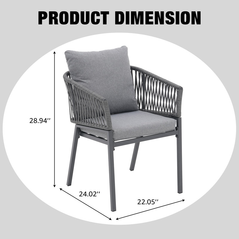 Chaises de salle à manger d'extérieur en corde d'acier