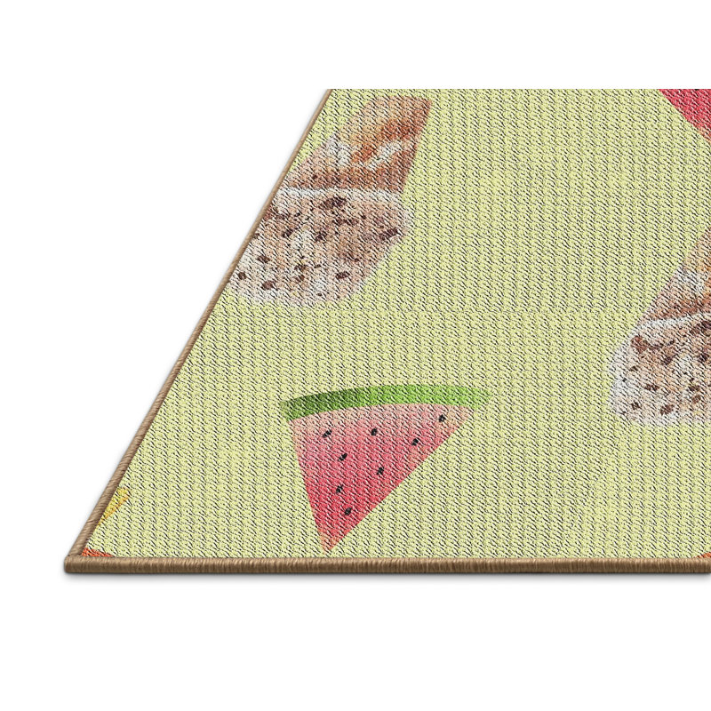 Tapis crème/rose à motifs, Rectangle 5 pi x 8 pi