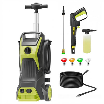 Laveuse à pression électrique 4200PSI 3,7 gallons par minute, nettoyage de surface complet, performance de nettoyage polyvalente, avec 4 buses de pulvérisation, canon à mousse 500 ml, lance en acier inoxydable, système d'arrêt total pour voiture, entrée, clôture, jardin, cour, nettoyage domestique
