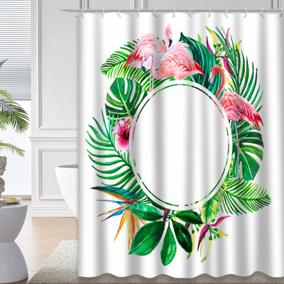 Tropical Leaves Flowers Pink Flamingo Watercolor Border Art Bird with 12 Hooks