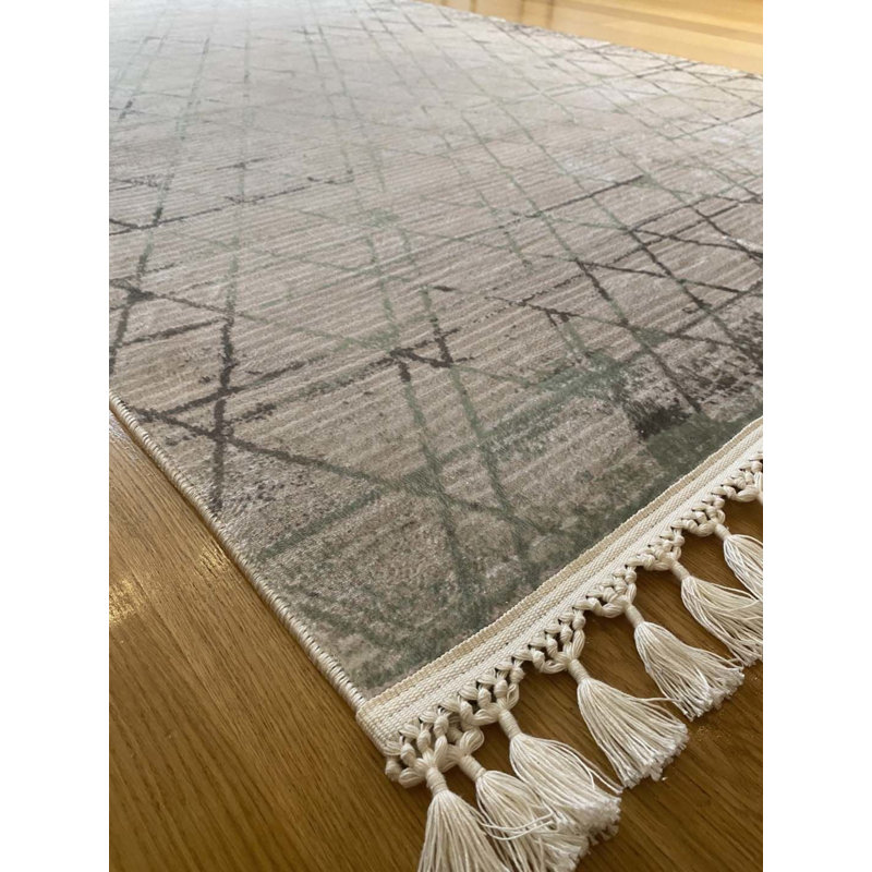Tapis en coton avec envers antidérapant Lanney, Rectangle 5 pi 11 po x 9 pi 10 po