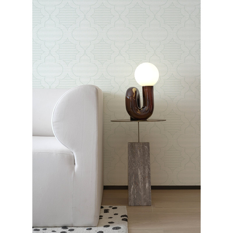 Ernest Charcoal Quilted Quatrefoil Wallpaper, Turquoise