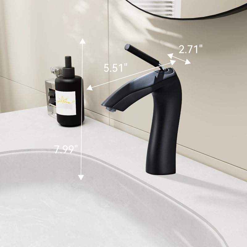 Matte Black Bathroom Tap, Single Hole Installation, Brass, Drip- Cartridge Sink Faucet In Black, Handle, Brass Construction, Ceramic Disk