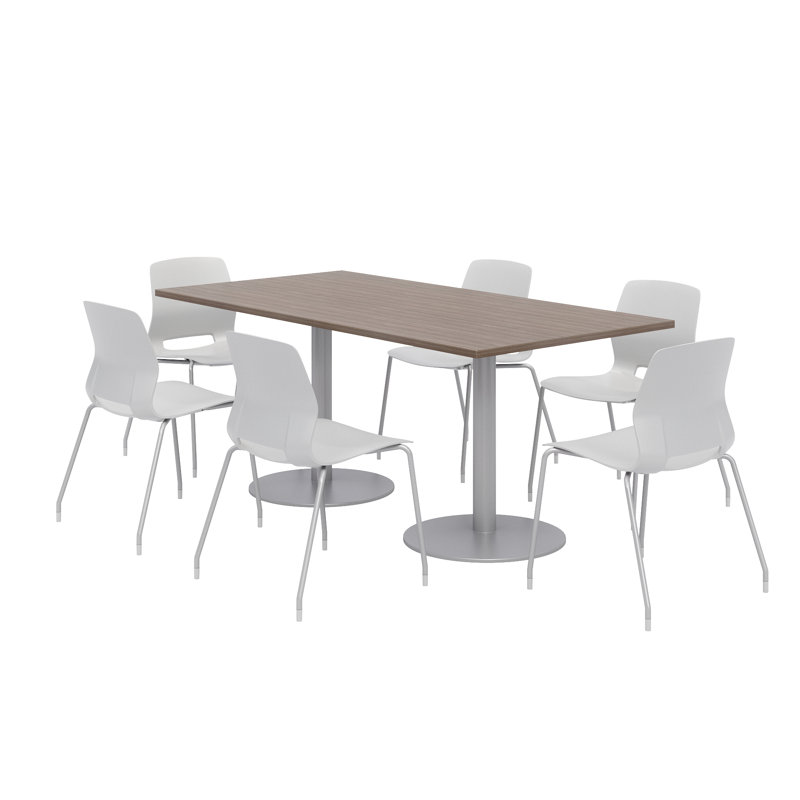 Ensemble de table de salle à manger rectangulaire 72 "et chaise, Teck studio, Gris clair