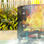 Round Wood Burning Fire Pit, Smokeless Steel Fire Pit with Poker Grey