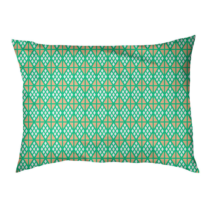 Coussin diamants Byrge, Grand (l 42,5 po x P 32,5 po x H 14 po), Vert / Orange clair