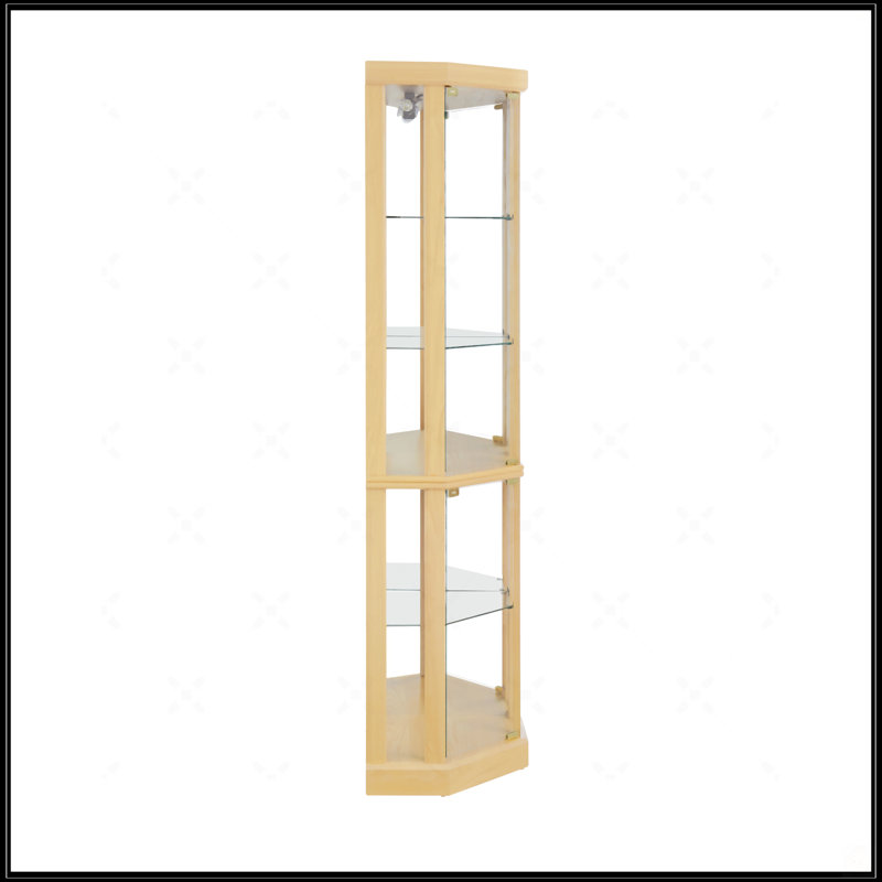 Vitrine d'angle vitrée d'angle pour vitrine d'angle, Chêne clair