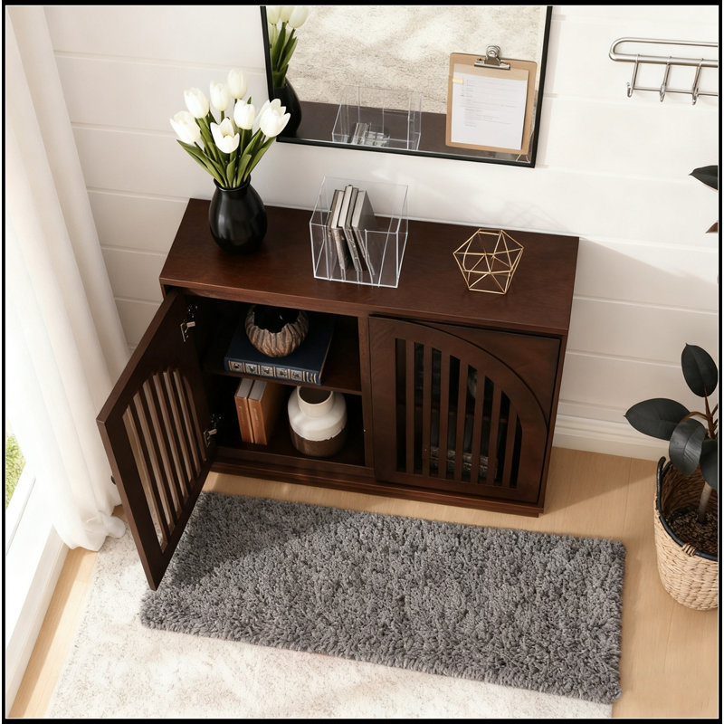 Cabinet With 2 Outlet Holes, Buffet Cabinet With Storage, Narrow Side Cabinet For Living Room Entryway Hallway Kitchen Coffee Bar