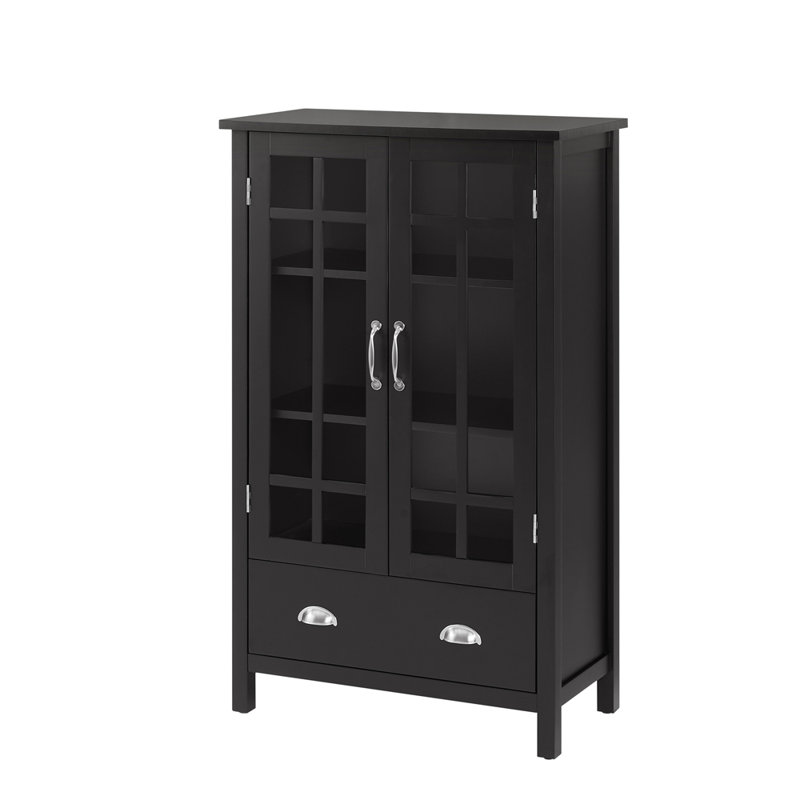 Muril Accent Cabinet , Black, Brushed Nickel