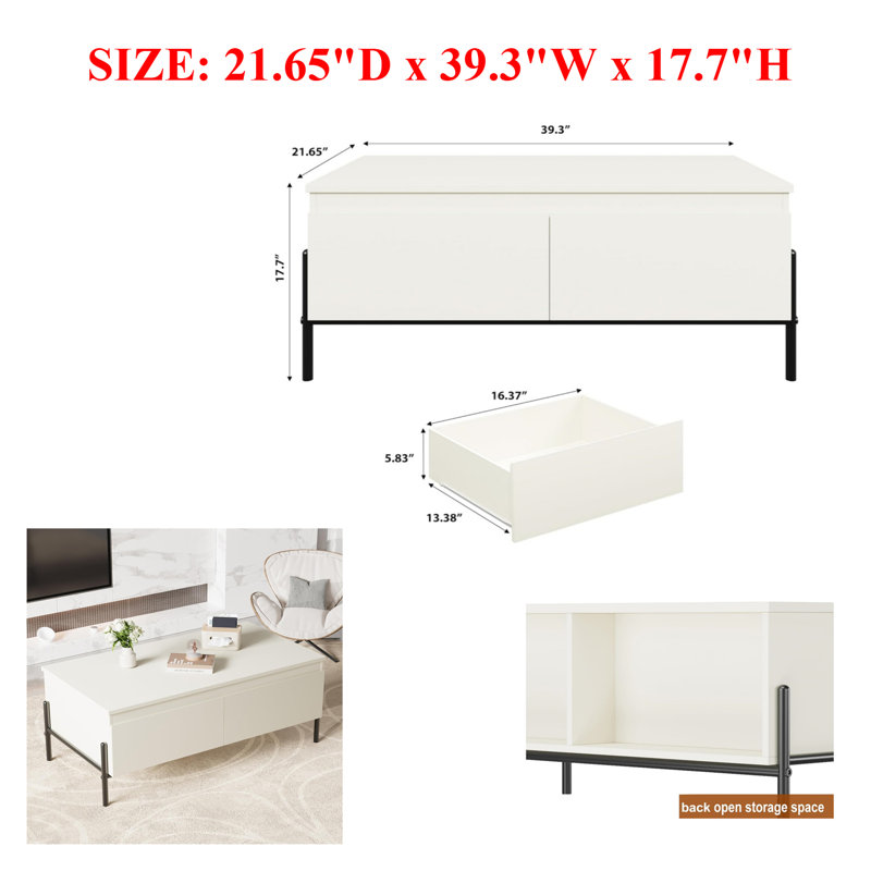 White Coffee Table With Storage 