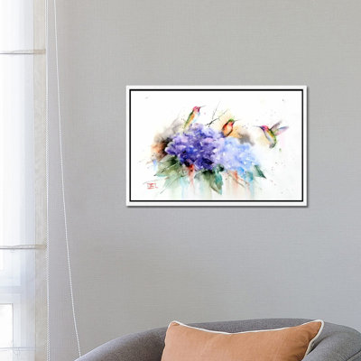 Three Hummingbirds 1 Piece Floater Frame Wall Art on Canvas
