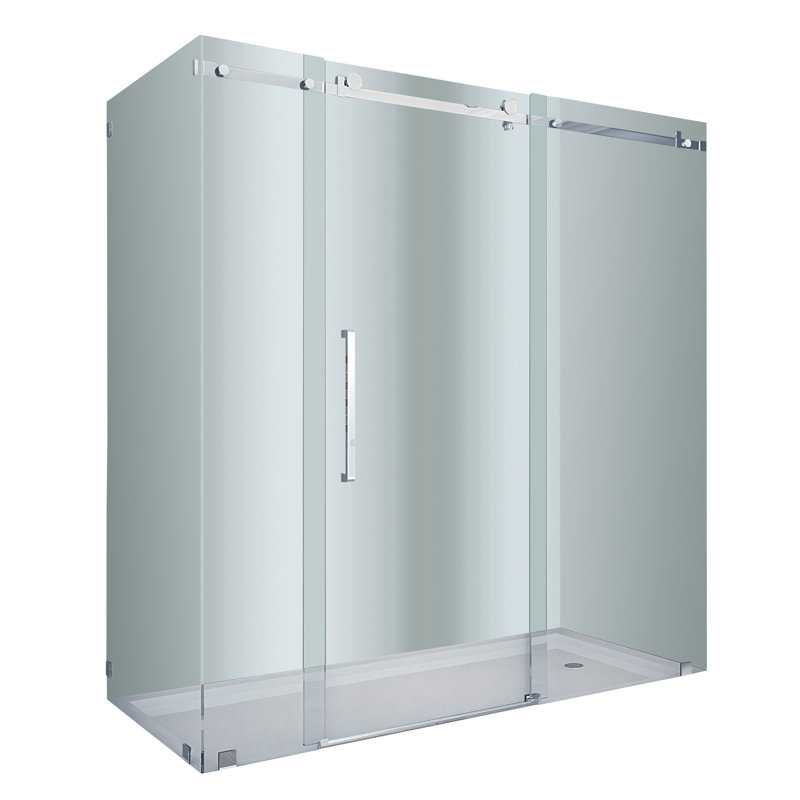 Moselle 72" x 75" Rectangle Sliding Shower Enclosure, Chrome