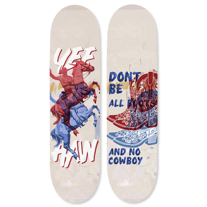 Ensemble d'art mural moderne en acrylique Skateboard Modern par Notoriart, 2 panneaux, 8 x 32, All Yee Haw, All Yee Haw