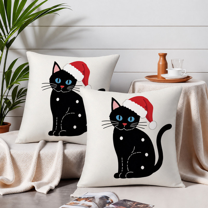 Housses de coussin JYK, Chat noir et rouge