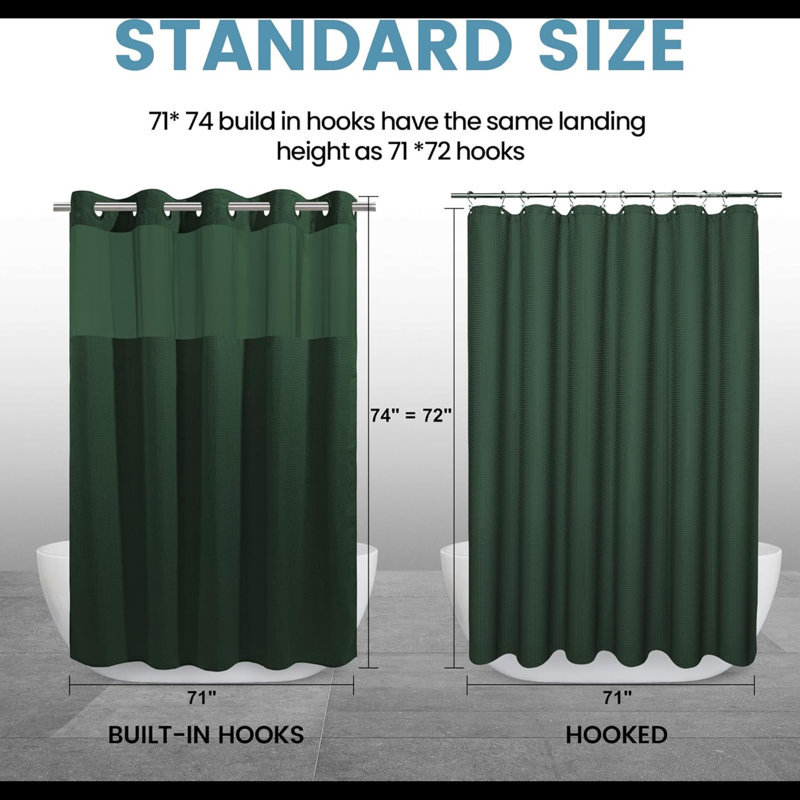Rideau de douche No Hook, Vert foncé