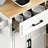 56.6-Inch White Kitchen Island With Folding Tabletop And Power Outlets, Embossed Vertical Stripes, Wheeled Trolley, 4 Doors, 5 Drawers, And Adjustable Shelves.